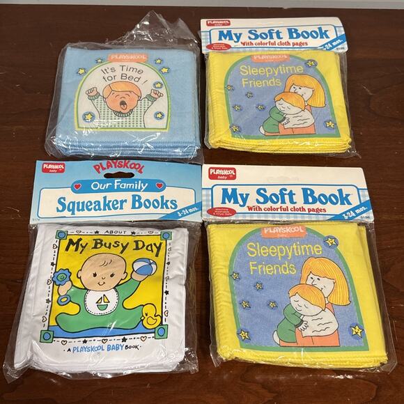VTG Playskool Baby My Soft Book And Squeaker Books 80s 90s New Nursery Storytime - Picture 1 of 10